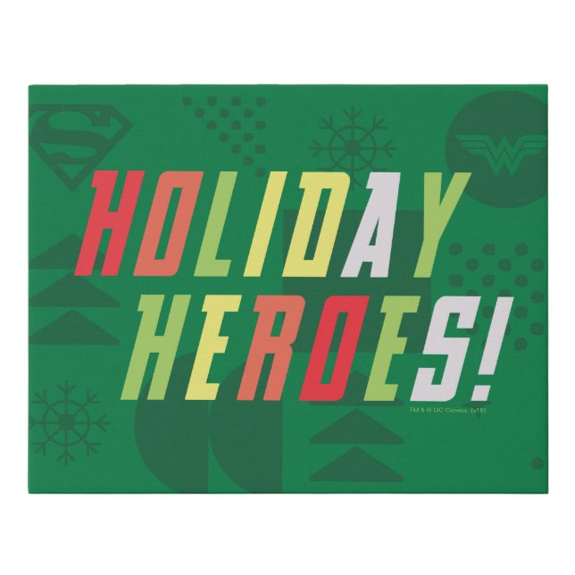 Justice League Holiday Heroes Graphic Faux Canvas Print (Front)