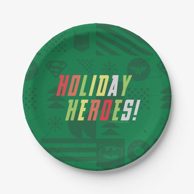 Justice League Holiday Heroes Graphic Paper Plates (Front)