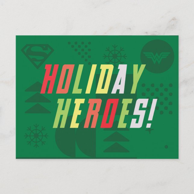 Justice League Holiday Heroes Graphic Postcard (Front)