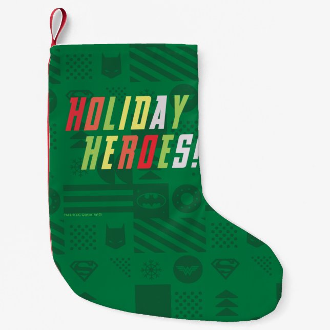 Justice League Holiday Heroes Graphic Small Christmas Stocking (Front)