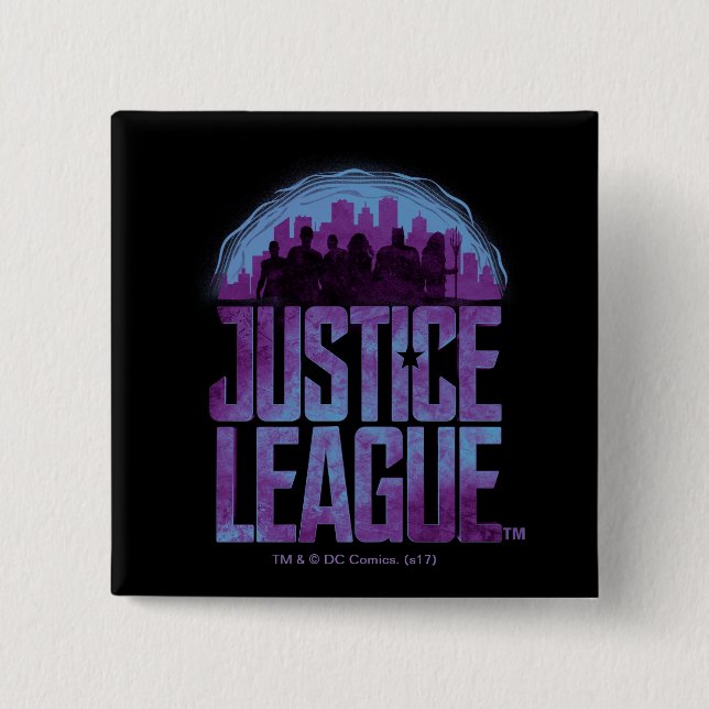 Justice League | Justice League City Silhouette Button (Front)
