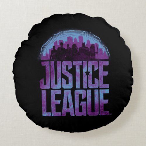 Justice League  Justice League City Silhouette Round Pillow