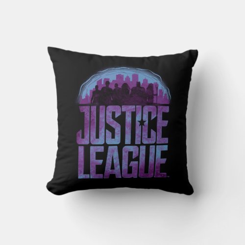 Justice League  Justice League City Silhouette Throw Pillow