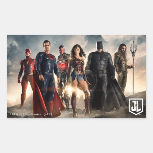 Justice League  Justice League On Battlefield Rectangular Sticker