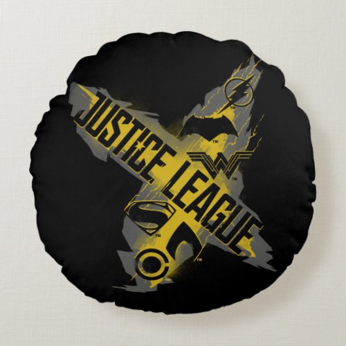 Justice League  Justice League  Team Symbols Round Pillow