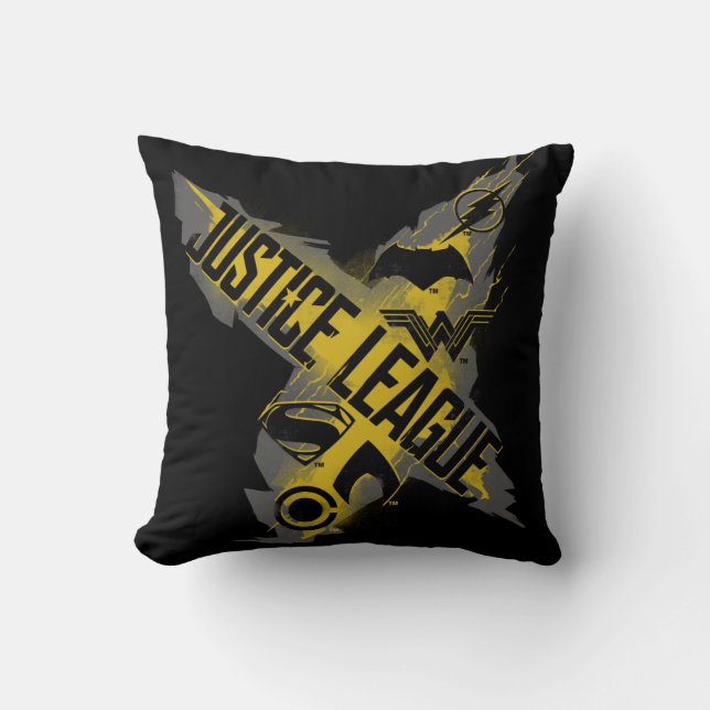 Justice League | Justice League & Team Symbols Throw Pillow (Front)