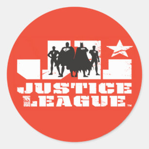 Justice League Logo and Character Silhouettes Classic Round Sticker