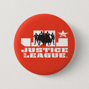Justice League Logo and Character Silhouettes Pinback Button