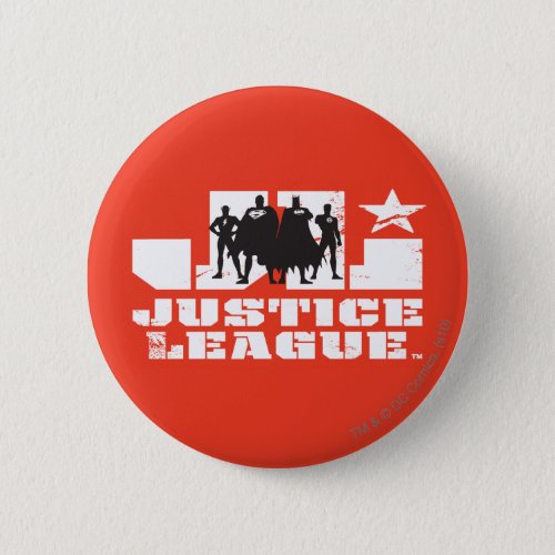 Justice League Logo and Character Silhouettes Pinback Button