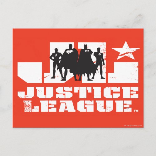 Justice League Logo and Character Silhouettes Postcard