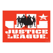 Justice League Logo and Character Silhouettes Poster