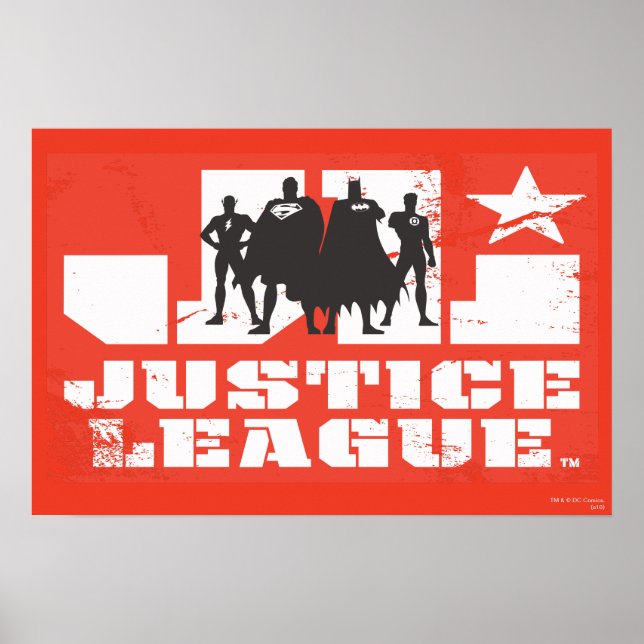 Justice League Logo and Character Silhouettes Poster (Front)