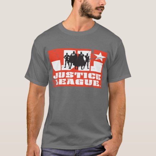Justice League Logo and Character Silhouettes T_Shirt