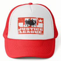 Justice League Logo and Character Silhouettes Trucker Hat