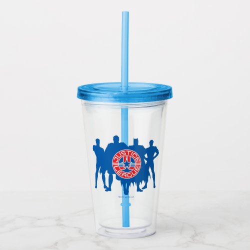 Justice League Logo and Solid Character Background Acrylic Tumbler