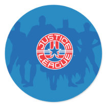 Justice League Logo and Solid Character Background Classic Round Sticker