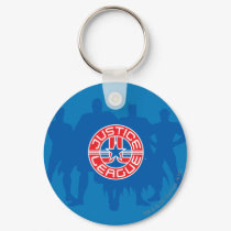 Justice League Logo and Solid Character Background Keychain