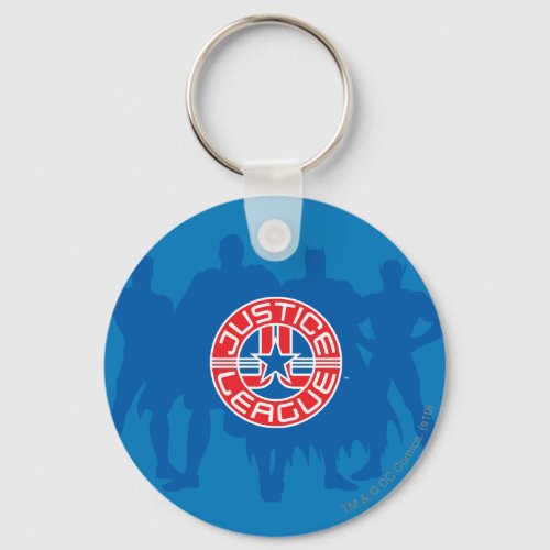 Justice League Logo and Solid Character Background Keychain