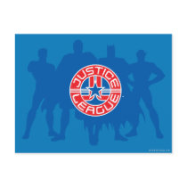 Justice League Logo and Solid Character Background Postcard