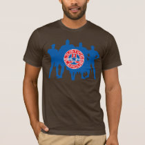 Justice League Logo and Solid Character Background T-Shirt