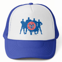 Justice League Logo and Solid Character Background Trucker Hat