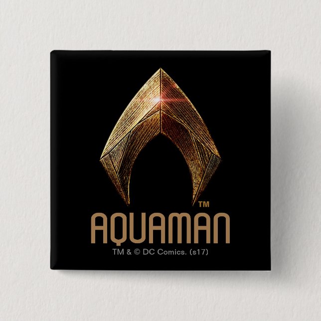 Justice League | Metallic Aquaman Symbol Button (Front)