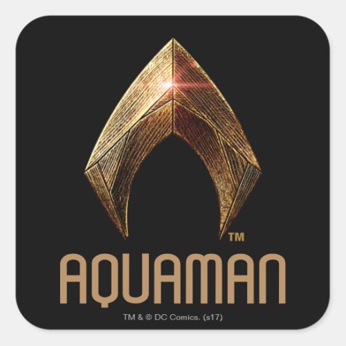 Justice League  Metallic Aquaman Symbol Square Sticker