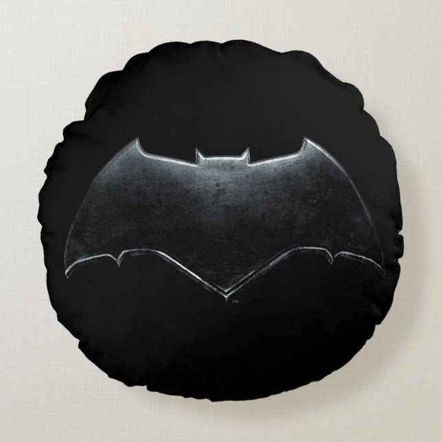 Justice League | Metallic Batman Symbol Round Pillow (Front)