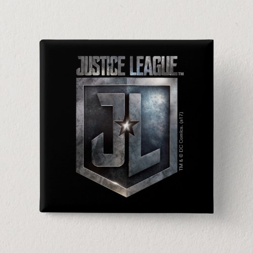 Justice League  Metallic JL Shield Pinback Button
