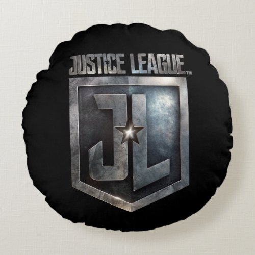 Justice League  Metallic JL Shield Round Pillow