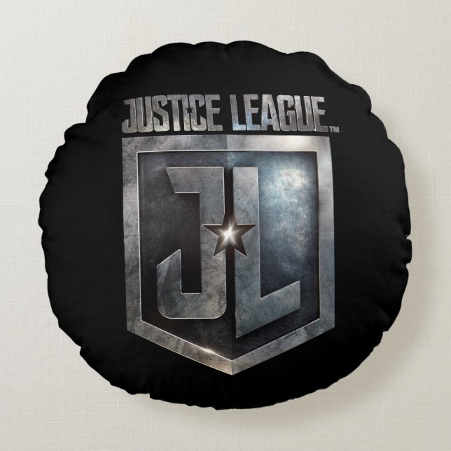 Justice League | Metallic JL Shield Round Pillow (Front)