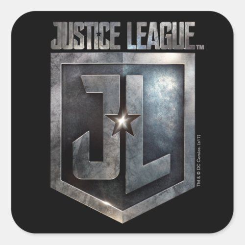 Justice League  Metallic JL Shield Square Sticker