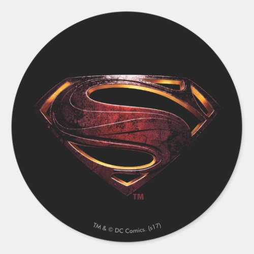 Justice League  Metallic Superman Symbol Classic Round Sticker