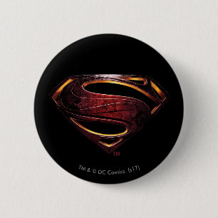Justice League Metallic Superman Symbol Pinback Button