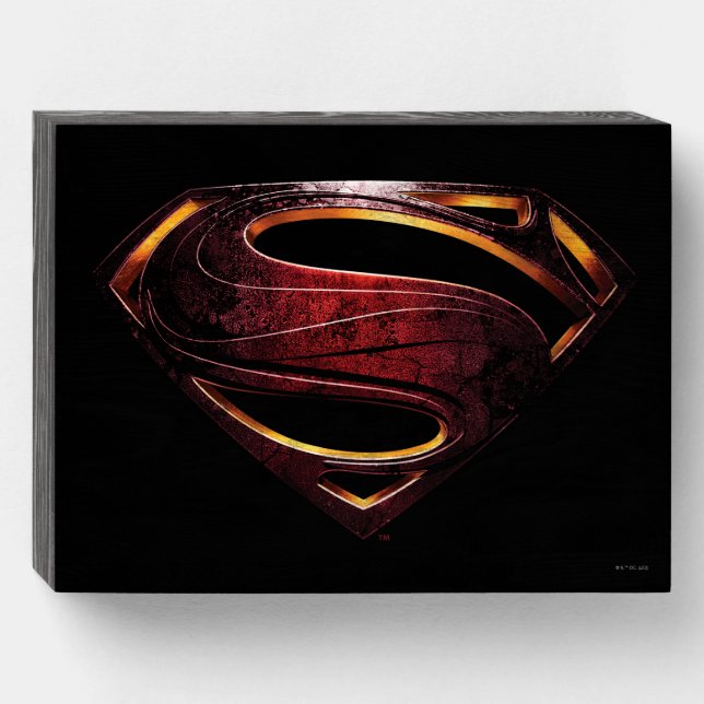 Justice League | Metallic Superman Symbol Wooden Box Sign (Front Horizontal)