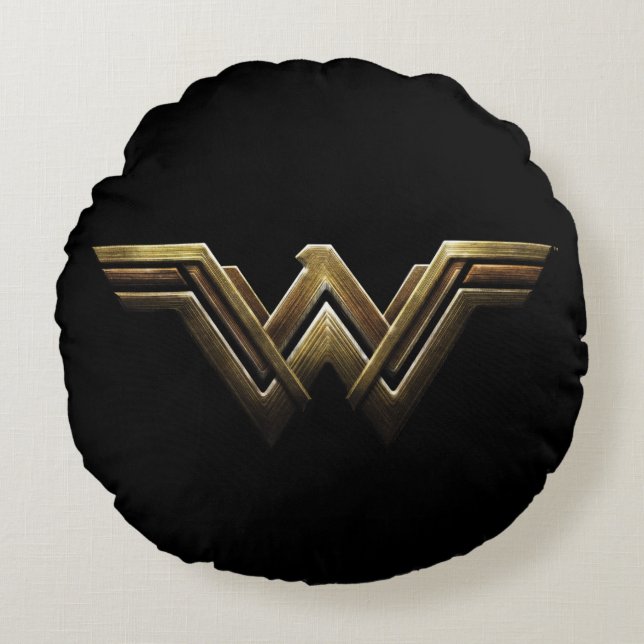 Justice League | Metallic Wonder Woman Symbol Round Pillow (Front)
