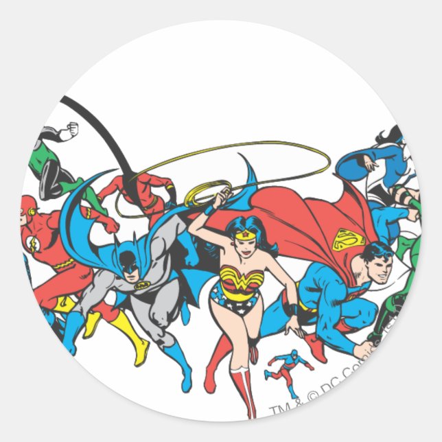 Justice League of America Group 2 Classic Round Sticker (Front)