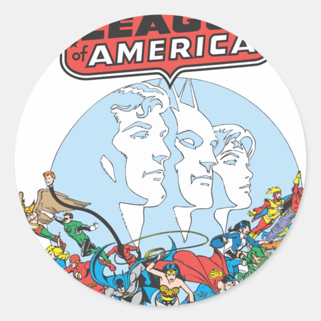 Justice League of America Group Classic Round Sticker (Front)