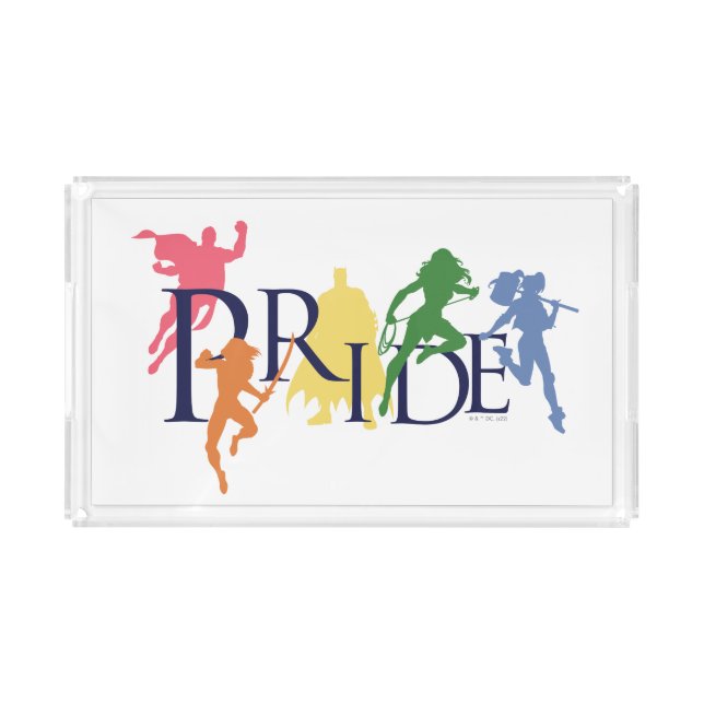 Justice League Pride Character Silhouettes Acrylic Tray (Front)