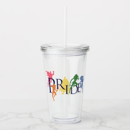 Justice League Pride Character Silhouettes Acrylic Tumbler