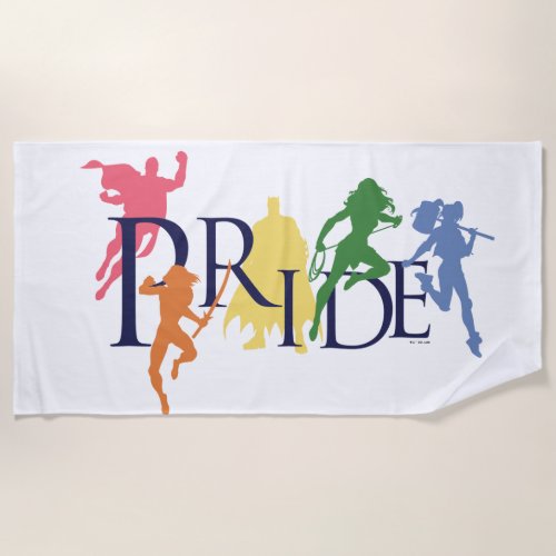 Justice League Pride Character Silhouettes Beach Towel