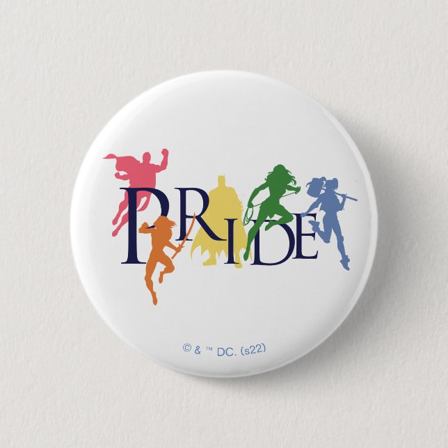 Justice League Pride Character Silhouettes Button (Front)
