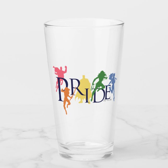 Justice League Pride Character Silhouettes Glass (Front)