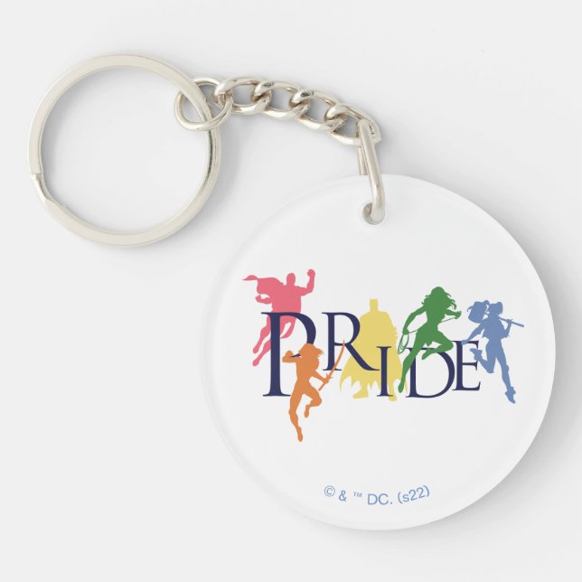 Justice League Pride Character Silhouettes Keychain (Front)
