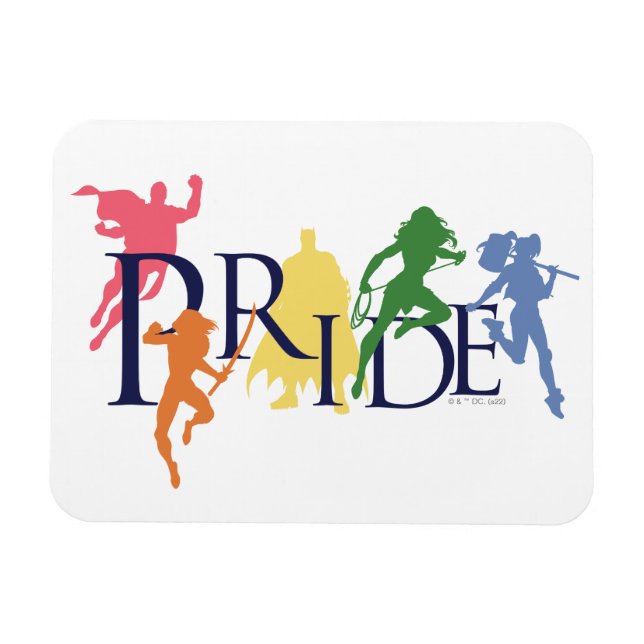 Justice League Pride Character Silhouettes Magnet (Horizontal)