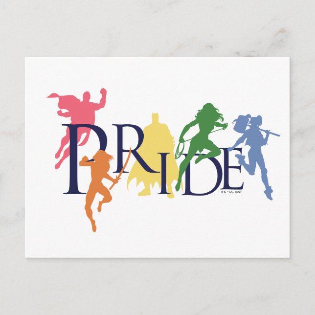 Justice League Pride Character Silhouettes Postcard (Front)