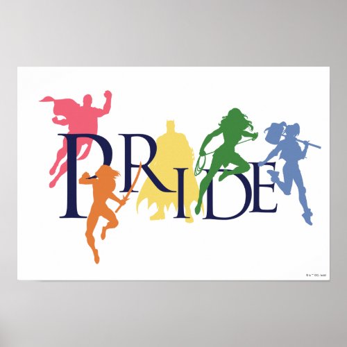 Justice League Pride Character Silhouettes Poster
