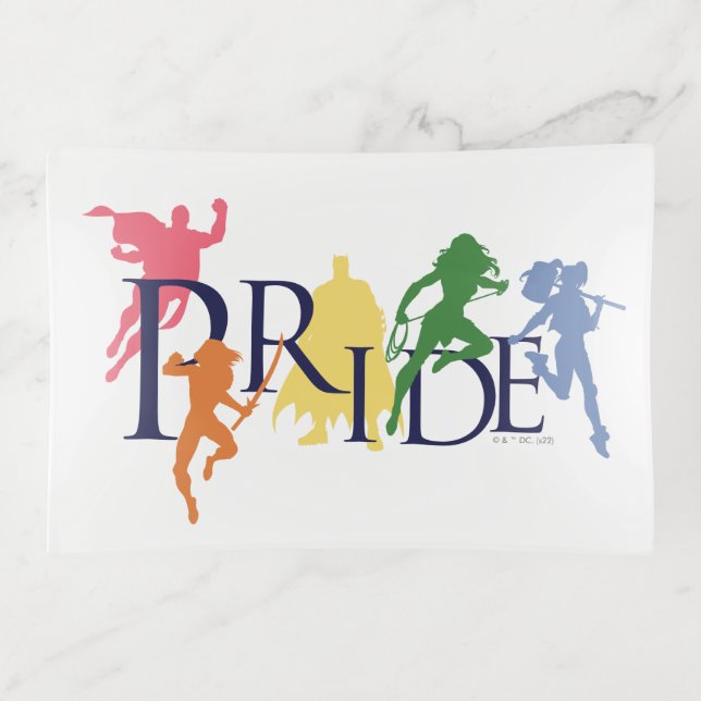 Justice League Pride Character Silhouettes Trinket Tray (Front)