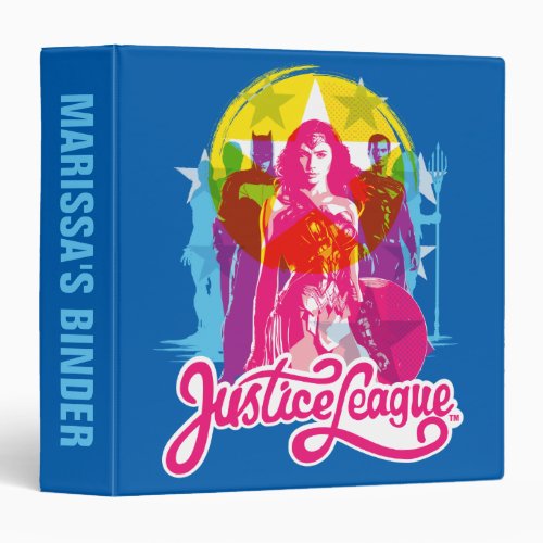 Justice League  Retro Group  Logo Pop Art 3 Ring Binder