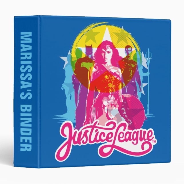 Justice League | Retro Group & Logo Pop Art 3 Ring Binder (Front/Spine)